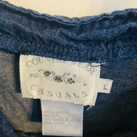 WOMENS COUNTRYWEAR CASUALS DENIM DRESS AND BLOUSE SET SIZE LARGE vintage Retro - Picture 10 of 14